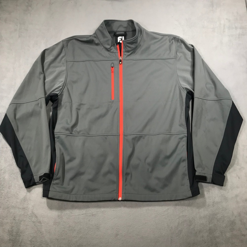FootJoy Jacket Mens XL Grey Full Zip Golf Performance Mock Neck Windbreaker